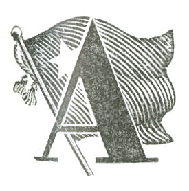 Illustrated letter A with flag