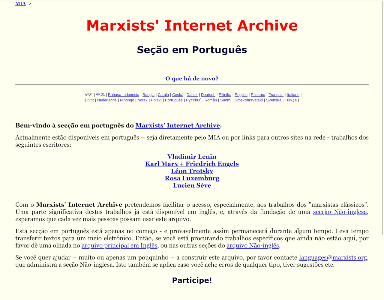 Primeira página somente texto